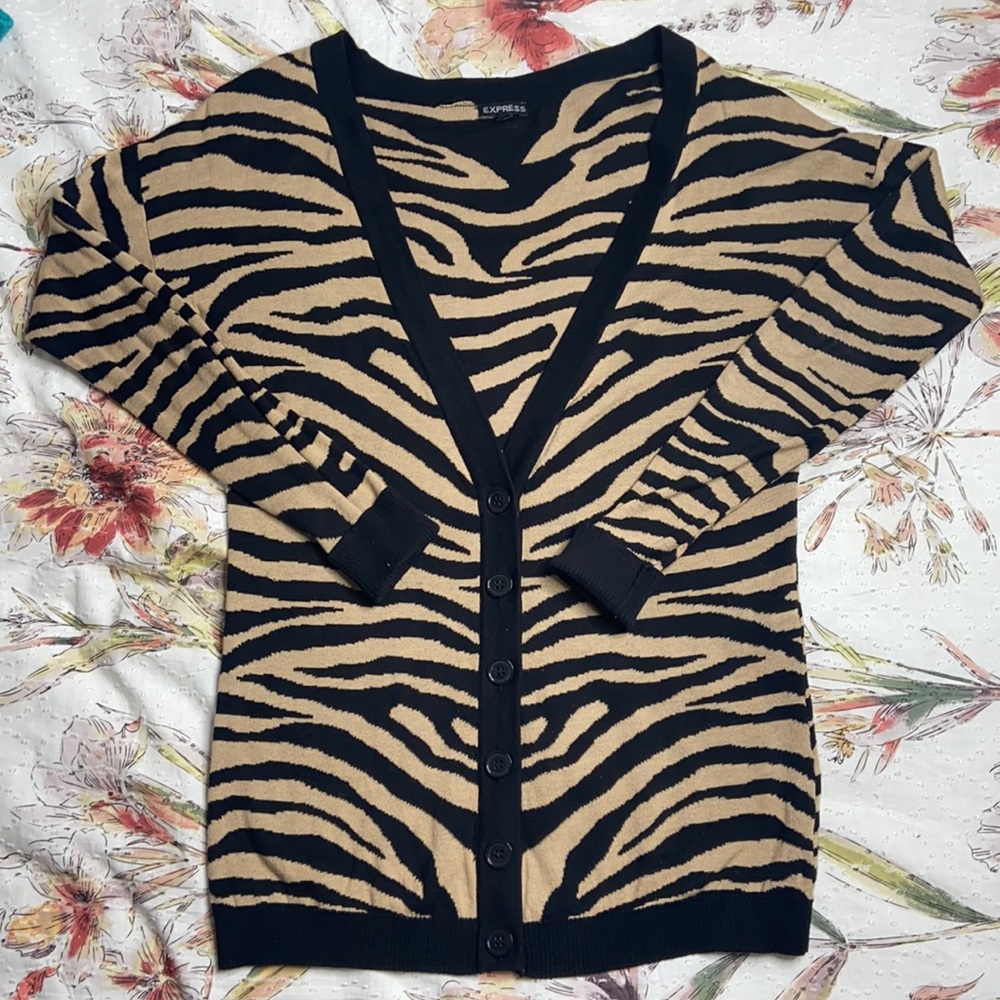 Express - Long Length Cardigan - Tiger Stripe - M